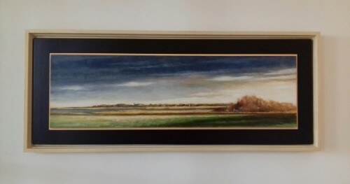 Voorbeeld van een schilderij op paneel in een houten baklijst