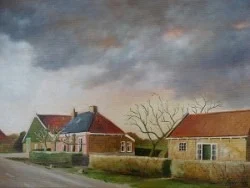 Buorkerijtsje Itte Groenhof olie doek 30 x 40 · 375,-